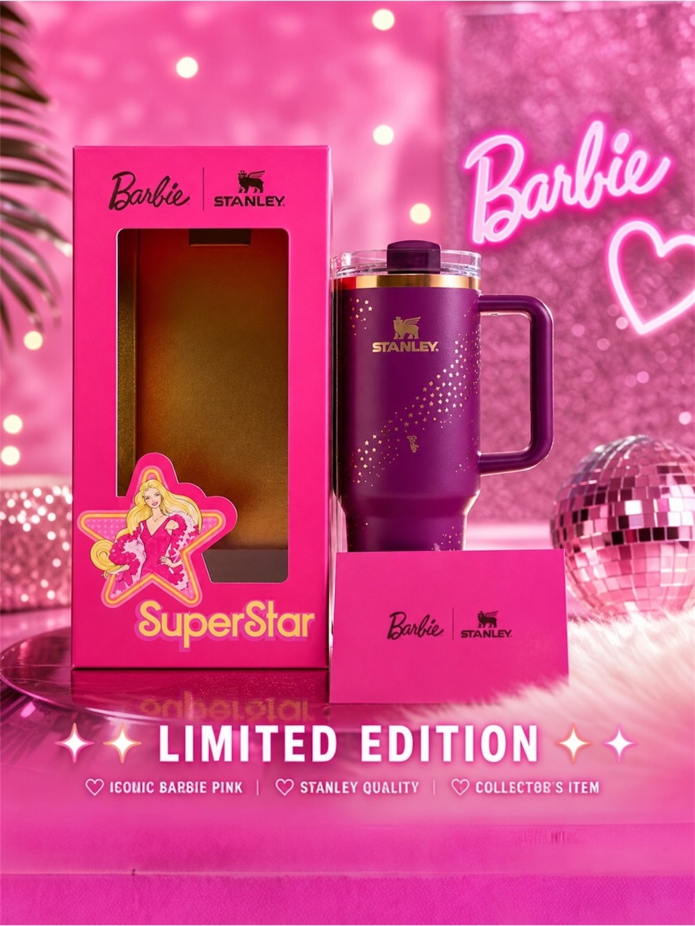Barbie x Stanley 40oz Tumbler SuperStar Pink Limited Edition NIB | Collector Cup